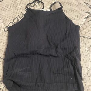 Elegant Black Ribbed Tank Top